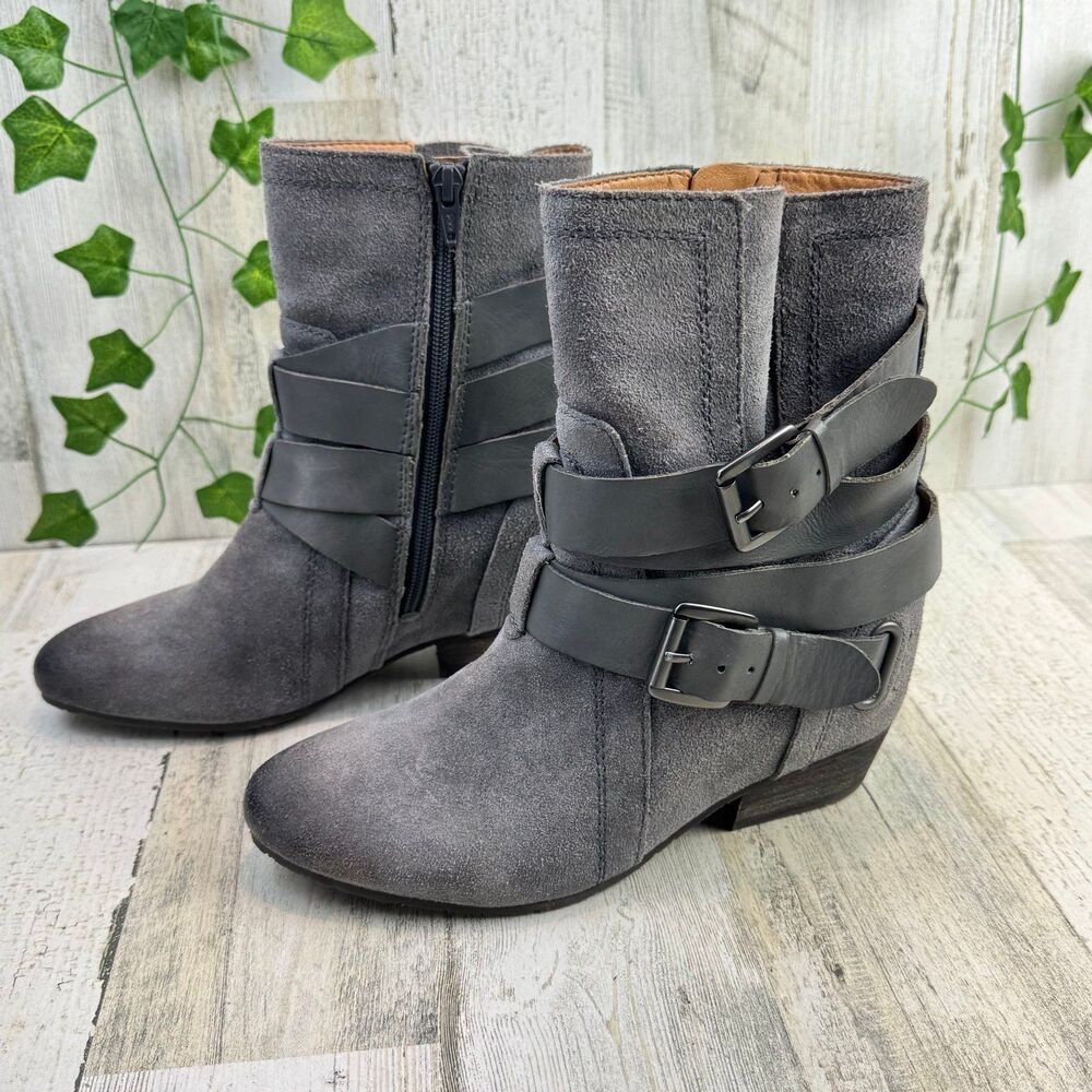 Naya Fisher boots grey suede leather boots with strappy buckle detail size 8.5M - Picture 3 of 7